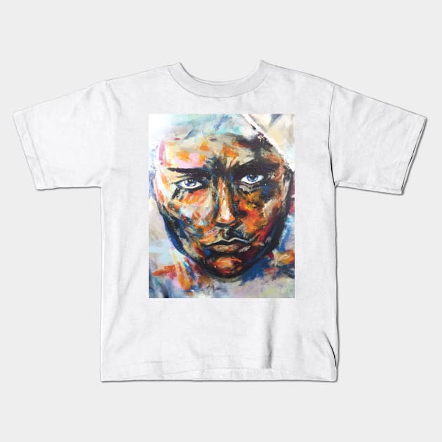 Insane man painting Kids T-Shirt by NJORDUR